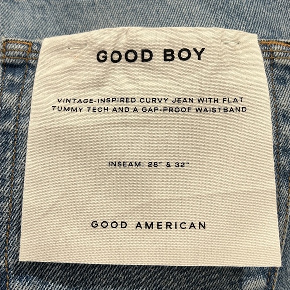 NWT Good American Good Boy High Rise Straight Leg Distressed Jeans - Size 28 - Picture 4 of 9